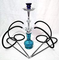 Hookah 4 hose 20" Blue New shisha nargila bar narguile nargile glass water Vase
