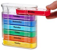 MEDca Weekly Pill Organizer, Four Times-a-Day, 1 Dispenser with Stackable AM/PM Compartments