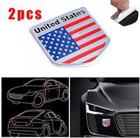 CHAMPLED 2pcs US USA America Flag Sticker Emblem Auto Car 3D Metal Logo Badge Decal Universal For FORD CHRYSLER CHEVY CHEVROLET DODGE CADILLAC JEEP GMC PONTIAC HUMMER LINCOLN BUICK