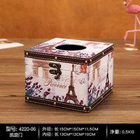 T-ZJHC Round Household roll Paper Tube Living Room Desktop Bathroom Tissue Box Waterproof Tray, Watermelon red Square - Arc de Triomphe