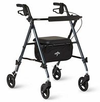 Medline Freedom Lightweight Folding Aluminum Mobility Rollator Walker with 6-inch Wheels, Adjustable Arms and Seat, Smoky Blue