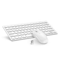ASdf Home Silent Keyboard and Mouse 2.4GHz Slim Compact Portable Small Wireless Keyboard and Mouse Set (Color : White)