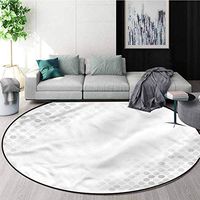 RUGSMAT Grey Non-Slip Area Rug Pad Round,Abstract Mosaic Art Circle Rugs for Living Room Round-71