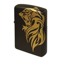 Zippo Tiger Tribal Tattoo Black Gold 3D Processing Japan Limited