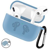 WAAILU Protective Cover Compatible with AirPods Pro Case, Case with Keychain for AirPods 3 Charging Case - 2019 Release Visible Front LED Shock-Absorbing Soft Slim Silicone Case Skin - Light Blue