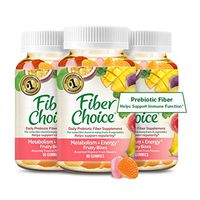 Fiber Choice Metabolism Energy Fiber Gummies # 1 Gastroenterologist Recommendedⱡ B Vitamins Gelatin Free Helps Support Regularity*, Prebiotic Fiber Helps Support Immune Function*, 90 Count (3 Pack)
