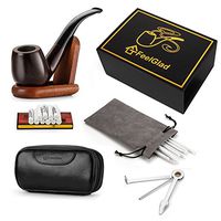 [Update Version]FeelGlad Ebony Smoking Pipe with 10 Filter Element + Scraper + High Grade Pipe Pouches+10 pipe cleaners (style 1)