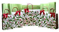 Holiday Gift Bag Wrapping Kit with Bows, Tissue Paper and Gift Tags - 25 Piece Set (Holly Berry)