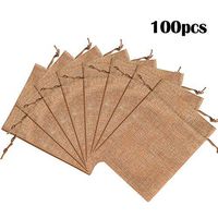 Lucky Monet 25/50/100PCS Burlap Gift Bags Wedding Hessian Jute Bags Linen Jewelry Pouches with Drawstring for Birthday, Party, Wedding Favors, Present, Art and DIY Craft (100Pcs, Coffee, 7” x 9”)