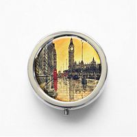 RhyNSky Big Ben Mini Portable Pocket Pill Box Case Holder for Purse, 3 Compartments, Silvery, FS539