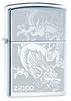Zippo Lighter: Dragon, Engraved - High Polish Chrome 76458