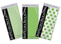 Flexicore Packaging | Pin Stripe & Polka Dot Gift Wrap Tissue Paper | Size: 15 Inch X 20 Inch | Count: 30 Sheets | Color: Bright Green | DIY Craft, Art, Wrapping, Decorations