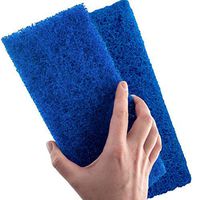 Medium Duty XL Blue Scouring Pad 2 Pack. 10 x 4.5in Large Multipurpose Nylon Scrubbing Sponges. Clean Kitchens, Bathrooms, Counters and Floors to Erase Grime and Make Surfaces Sparkle