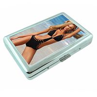 Fiji Island Pin Up Girls Paradise Beach S12 Silver Cigarette Case Metal Wallet Id Holder 4" X 2.75" RFID Protection