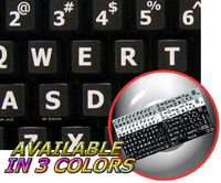 ENGLISH US LARGE UPPER CASE NON-TRANSPARENT STICKER ON BLACK BACKGROUND