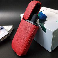 RONSHIN Flower Print Leather Case for IQOS 2.4 Plus II III Electronic Cigarette Carrying Protective Cover red Second and Third Generation Universal