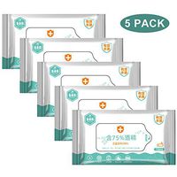 Alcohol Wet Wipes (5 Packs, 50 Wipes), 75% Rubbing Alcohol Wipes Portable Cleaning Wet Wipes for Hand Home House, Hotel, Restaurant, Office, Car