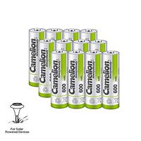 Camelion AA NH Solar Rechargeable Batteries 600mAh (12 Counts) for Solar Powered Devices, Solar Lawn Light, Solar Light, Solar lamp, Lawn Light, Free Battery Storage Box