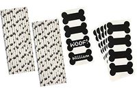 Dog Bone Vinyl Chalkboard Labels - Dog Paw Print Paper Drinking Straws - 48 Labels and 50 Straws