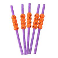 LinSHdi426 5Pcs Phantom Straws Halloween Pumpkin Straw Halloween Decoration Drinking Straws Halloween Supplies Halloween Decorations for Home,Bar purple Pumpkin 5pcs