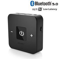 Golvery Bluetooth V5.0 Transmitter and Receiver, Wireless Optical TOSLINK and 3.5mm Aux Adapter, aptX Low Latency for TV Car Stereo Home Audio with Song/Volume Control, Supports 25 Hours Playing
