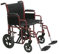 Drive Medical TR20-R Heavy Duty Transport Chair, 20 Inch, Red/Black