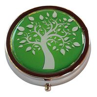 Tree of Life Round Silver Three Compartment Pocket/Purse/Travel Pill Box Case