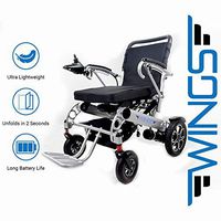 Lightweight Folding Electric Wheelchair - Ultra Portable Foldable Power Motorized Scooter Chair - Extra Wide 19.6" Seat - Comfortable Cushion, Extremely Compact for Car and Air Travel - by Wings