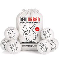 Newurban Wool Dryer Balls Organic XL 6-Pack, 100% New Zealand Chemical Free Fabric Softener for 1000+ Loads, Baby Safe & Hypoallergenic, Reduce Wrinkles & Shorten Drying Time Naturally