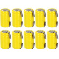 10pc 1/2AA 1.2V 300mAh NiCD Rechargeable Assembly Cell Batteries with Tabs for high power static applications (Telecoms, UPS and Smart grid), meters, radios, RC devices