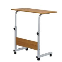 Azadx 31.4" Large Size Mobile Side Table, Adjustable Computer Stand with Baffle, Movable Laptop Desk with 4 Wheels, Portable Laptop Stand for Bed Sofa Reading Eating (Wood, 31.5'' x 15.75'')