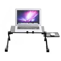 Folding Laptop Table, Portable Computer Cozy Desk Lap Writing Stand Tablet Holder Notebook Riser Stand Up/Sitting Breakfast Tray Height Adjustable with Cooling Fan and Mouse Pad for Bed Sofa Couch