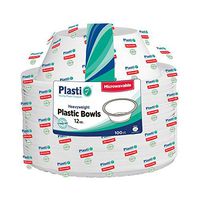 [100 Count] Plasti Plus Disposable Plastic White 12 oz Heavy Weight Soup Bowls, Great For Weddings, Home, Office, School, Party, Picnics, Take-out, Fast Food, Outdoor, Events, Or Every Day Use,
