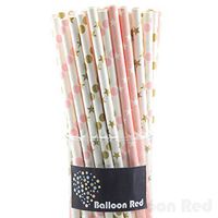 Biodegradable Paper Drinking Straws (Premium Quality), Pack of 100, Combo - Gold & Pink/Stars & Polka Dot