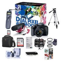 Canon EOS Rebel T7i DSLR Video Creator Kit with EF-S 18-55mm is Lens, Rode VideoMic Go, 32GB SD Card - Bundle with Camera Case, 58mm Filter Kit, Remote Shutter Trigger, Software Package, and More