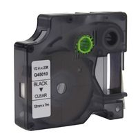 1 Cartridges WonderTec DYMO D1 Tape Cassette Compatible for D1 45010 S0720500 Laminated Adhesive Label Tape Standard Black Print on Clear Label Tape 1/2 Inch x 23 Feet (12mm x 7m)