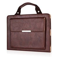 TechCode Pro 12.9 iPad 2nd Gen Protective Cover, Luxury Portable Business Style Handbag Slim PU Leather with Handle Pocket Stand Carrying Case for iPad Pro 12.9 inch 2017/2015 Release(Brown)