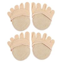 Healifty 2 Pairs Invisible Five Toe Topper Socks Heelless Forefoot Half Boat Socks (Apricot)