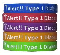 The MORin Store Type 1 Diabetes Bracelets Silicone Medical Alert Wristbands (Pack of 5) Adults & Kids Sizes (9 inches)