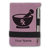 Mini Notepad, Rx Pharmacy Symbol, Personalized Engraving Included (Pink)