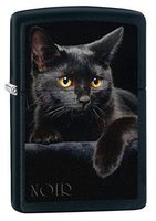 Zippo Lighter: Black Cat - Black Matte 76491