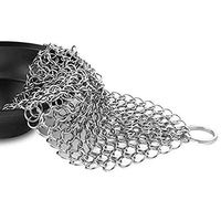 GYJ Chainmail Scrubber, Clean Scraper, 15cm Stainless Steel 316 Cast Iron Cleaner Round Mesh Net Pan Rust Cleaning Scraper Brush Household