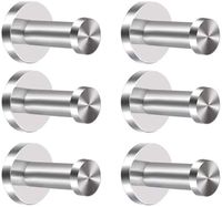 XGao Towel Bar Stainless Steel Hooks 6 Pcs Adhesive Hanger Rack Rod Holder Storage Racks Wall Mount Easy Install Hook Shelf for Kitchen Bathroom Bathrobe Shower Coat Hanging (Silver)