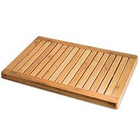 Natural Bamboo Mat Shower Floor Wooden Bath Non Slip Safety with Anti-skid Rubbers Water Resistant Home Hotel