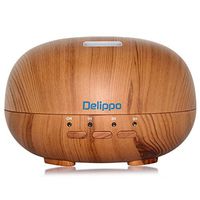 Delippo Cool Mist Humidifier 300ml Wood Grain Essential Oil Diffuser 8 Hours Auto Shut-Off,7 Colors Fashion Ultrasonic Aroma Humidifier for Home Baby Bedroom Office Yoga Spa