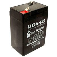 Replacement for Topin TR6V4 Battery - Replacement UB645 Universal Sealed Lead Acid Battery (6V, 4.5Ah, 4500mAh, F1 Terminal, AGM, SLA) - Includes Two F1 to F2 Terminal Adapters