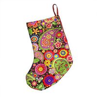 Hippie Flower Trendy Xmas Socks Hanging Decoration Candy Bag Party Holiday Christmas Santa Claus Home Decor Gift