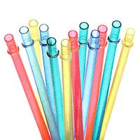 Dakoufish 11 Inch Long Reusable Replacement Plastic Glitter Drinking Straws for 30 oz & 20 oz Mason Jar,Tumblers, Set of 12 with Cleaning Brush(11inch, 4color)