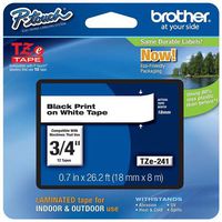 Brother Genuine P-touch TZE-241 Tape, 3/4" (0.70") Standard Laminated P-touch Tape, Black on White, Perfect for Indoor or Outdoor Use, Water Resistant, 26.2 Feet (8M), Single-Pack