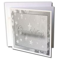 3dRose Greeting Cards, 6 x 6 Inches, Pack of 12, Silver Stars Congratulations (gc_20152_2)